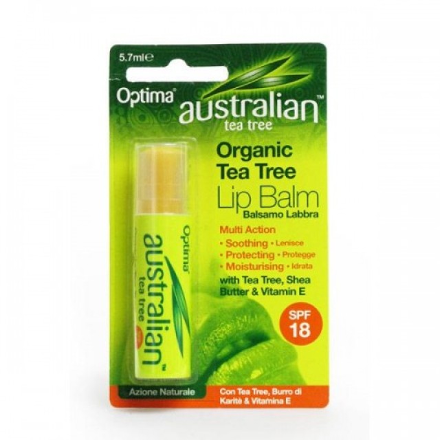 OPTIMA Australian Organic Tea Tree Soothing Lip Balm SPF18 5.7ml