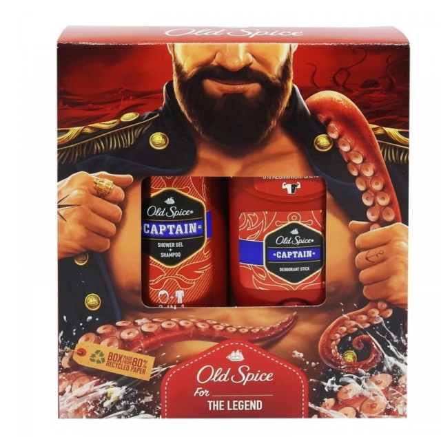 Old Spice Set Captain Deodorant Stick 50ml + Old Spice Captain Shower Gel+Shampoo 250ml