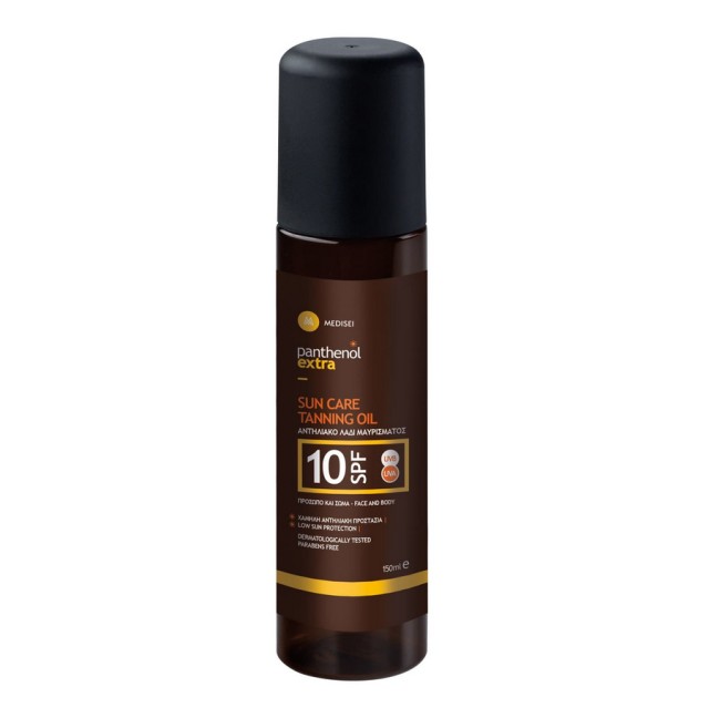 Panthenol Extra Sun Care Tanning Oil SPF10 Αντηλιακό Λάδι Μαυρίσματος για Πρόσωπο & Σώμα 150ml