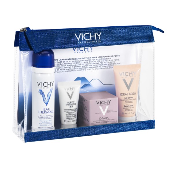 Vichy Idealia για κανονικές μεικτές Travel Set γνωριμίας/ταξιδίου με προϊόντα σε ειδική συσκευασία