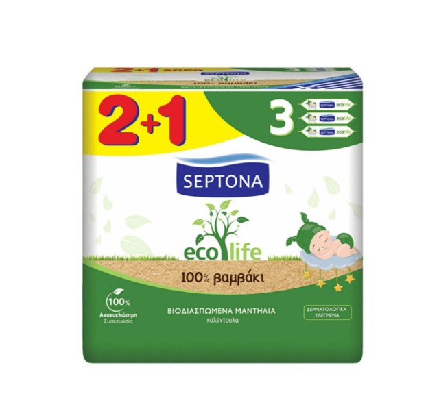 Septona Οικολογικά Μωρομάντηλα Ecolife 3x60τμχ Septona Οικολογικά Μωρομάντηλα Ecolife 3x60τμχ