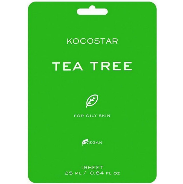 Kocostar Tea Tree Face Mask Εμποτισμένη Μάσκα Τόνωσης για Λιπαρές Επιδερμίδες VEGAN 25ml