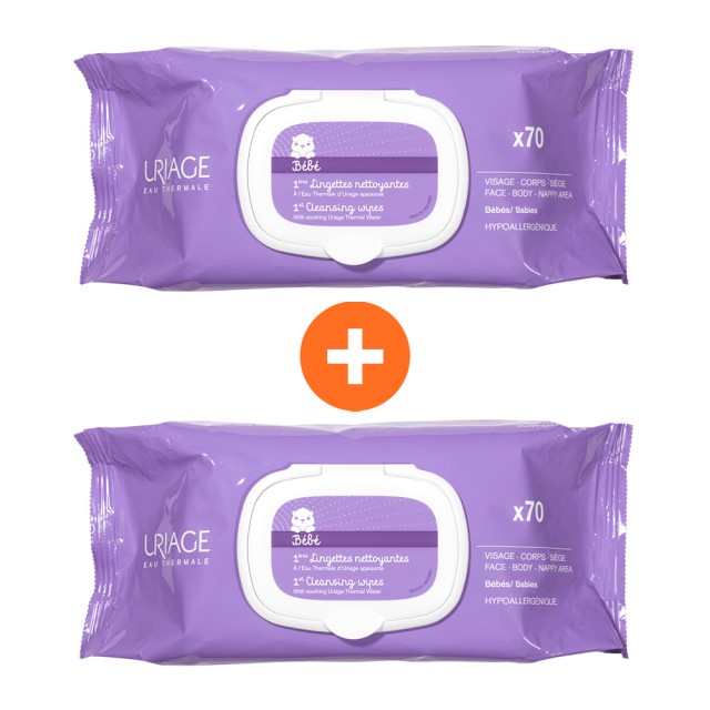 Uriage Duo Bebe 1eres Lingettes nettoyantes 2x70 lingettes