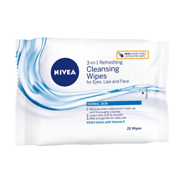 Nivea Αναζωογονητικά Μαντηλάκια Καθαρισμού Προσώπου 3σε1 25τμχ