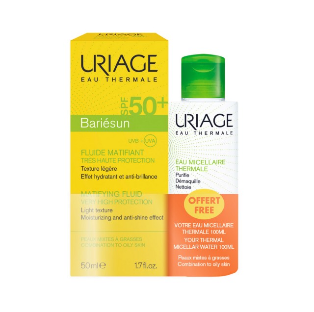 Uriage Set Bariesun Mat Fluide SPF50+ 50ml + Δώρο Uriage eau Micellaire Thermale 100ml