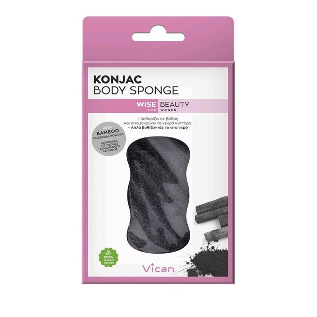 Vican Konjac Body Sponge Wise Beauty for Women with Bamboo Charcoal Powder Σφουγγάρι Καθαρισμού 1τμχ