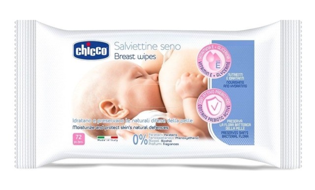 Chicco Μαντηλάκια Καθαρισμού Στήθους Natural Feeling 72τμχ