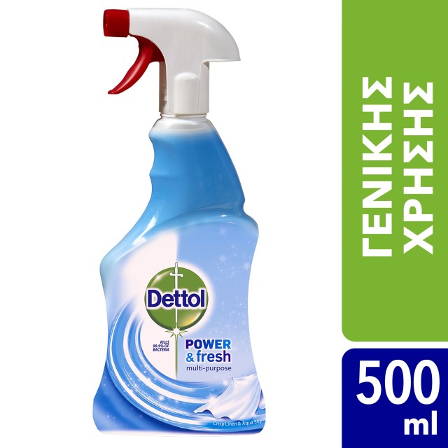 Dettol Power & Fresh Advance Αντιβακτηριδιακό Crisp Linen & Aqua Sky 500ml