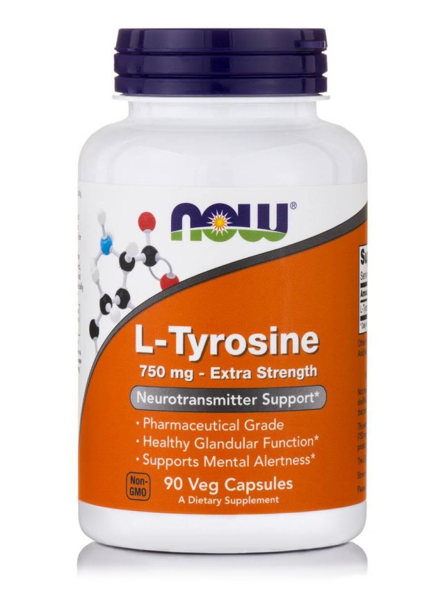 Now Foods L-Tyrosine 750mg - Extra Strenth 90 Veget.caps