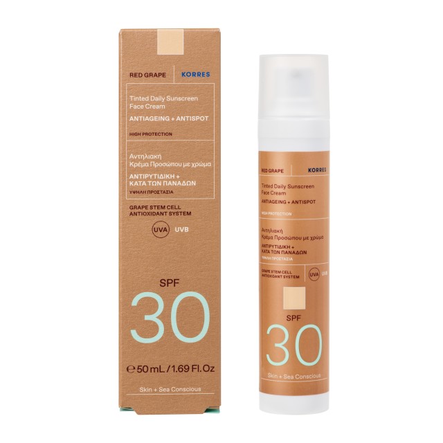 Korres Red Grape Tinted Daily Sunscreen Face Cream SPF30 Κατά των Πανάδων 50ml