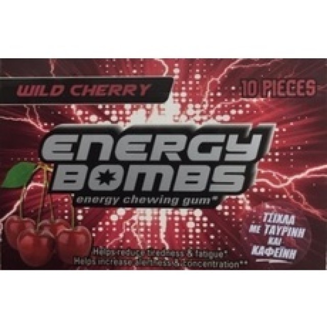 VICAN Energy Bombs Chewing Gum,Τσίχλες Ενέργειας Αγριο κεράσι 10τμχ.