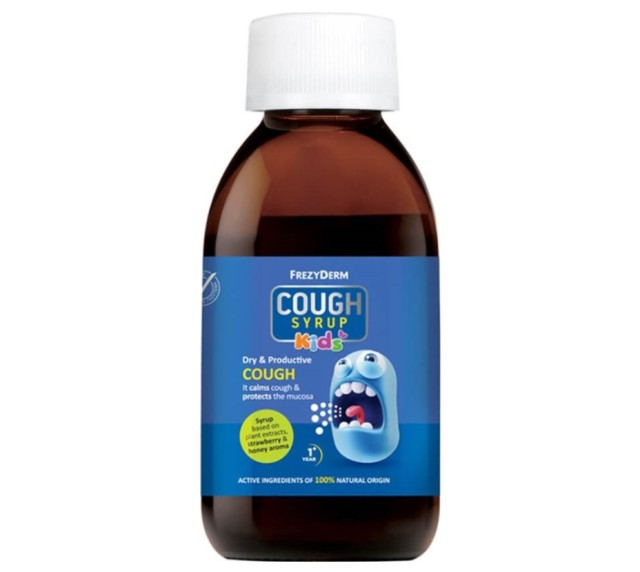 Frezyderm Cough Syrup Kids Σιρόπι για τον Ξηρό και Παραγωγικό Βήχα με Γεύση Φράουλα και Μέλι 1+ 182g