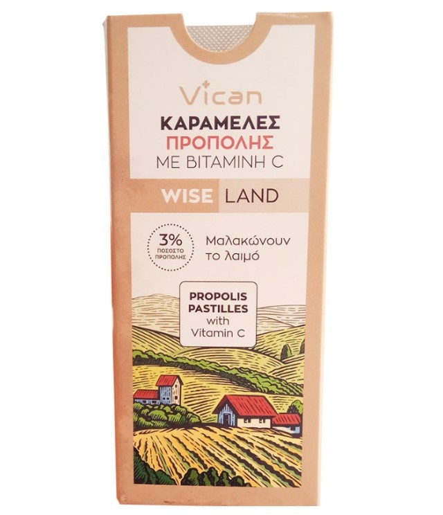 Vican Wise Land Καραμέλες Πρόπολης με Βιταμίνη C Χωρίς Ζάχαρη 22gr