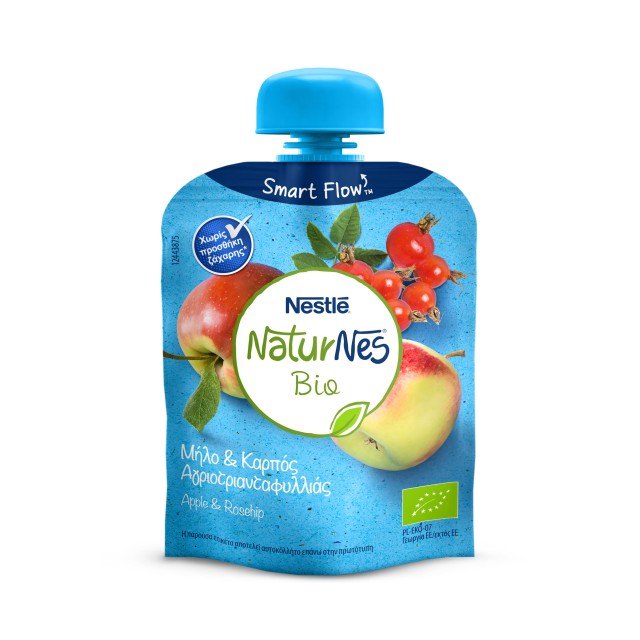 Nestle NaturNes Bio με Μήλο & Καρπός Αγριοτριανταφυλλιάς 90gr