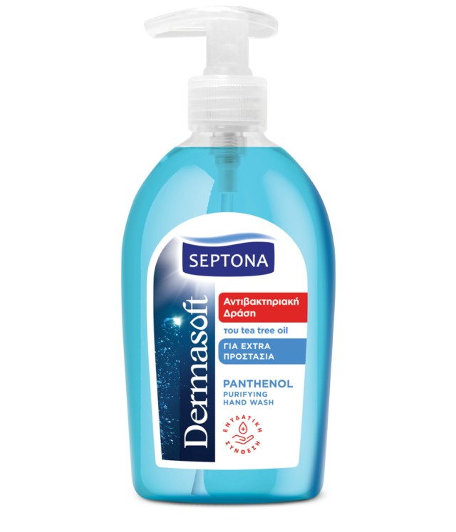 Septona DermaSoft Υγρό Σαπούνι Χεριών με Αντιβακτηριακή Δράση Πανθενόλη 600ml με Αντλία