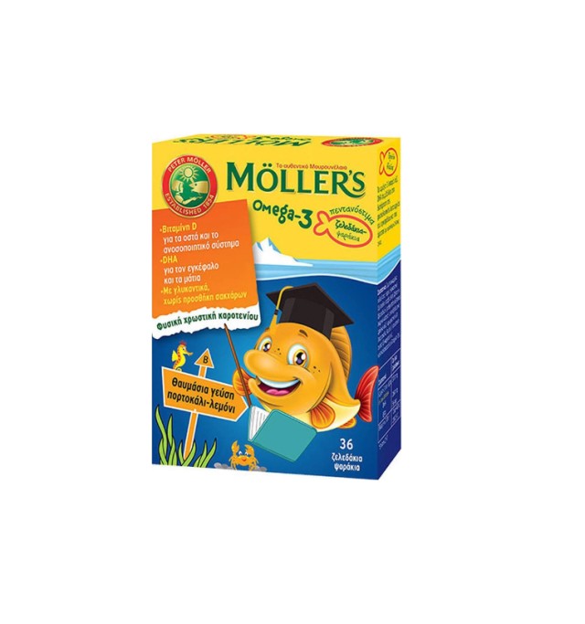 Moller's Omega-3 Kids Ζελεδάκια με Ω3 Λιπαρά Οξέα Ειδικά Σχεδιασμένο για Παιδιά 36gummies