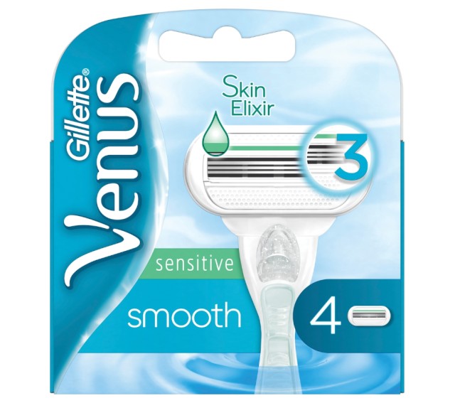 Gillette Venus Sensitive Extra Smooth Ανταλλακτικές Λεπίδες Γυναικείας Ξυριστικής Μηχανής 4τμχ