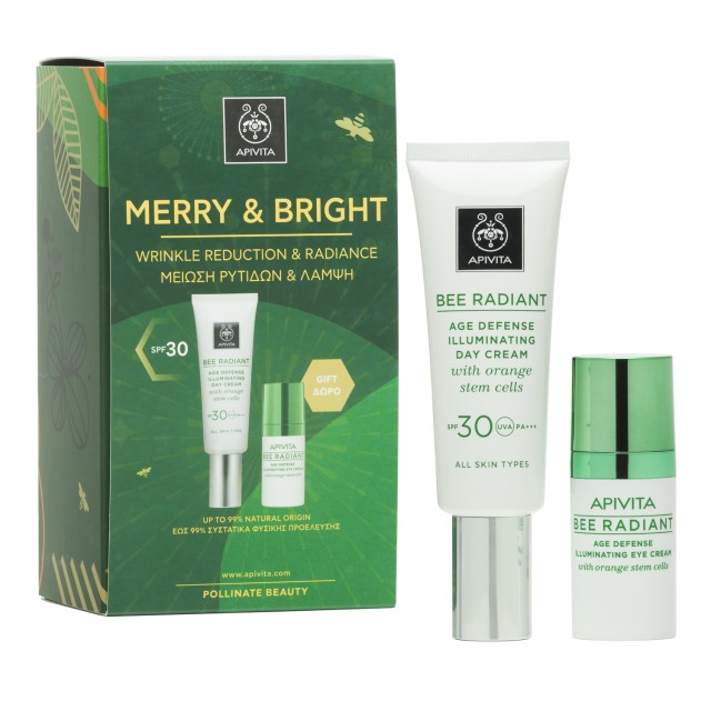 Apivita Set Merry & Bright Bee Radiant Κρέμα Ημέρας SPF30 40ml + Δώρο Bee Radiant Κρέμα Ματιών 15ml