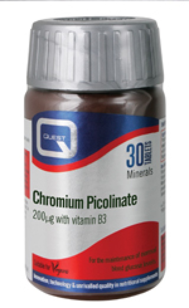 QUEST CHROMIUM PICOLINATE 200μg with VIT.B3 30TABS