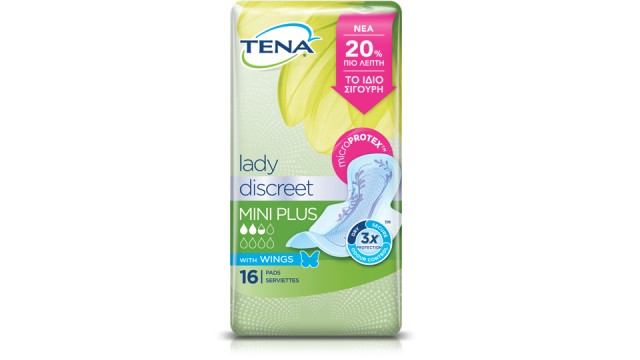 Tena Lady Discreet Mini Plus With Wings Σερβιέτες 16τμχ