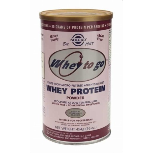 SOLGAR WHEY TO GO PROTEIN 80% ΦΡΑΟΥΛΑ 454GR