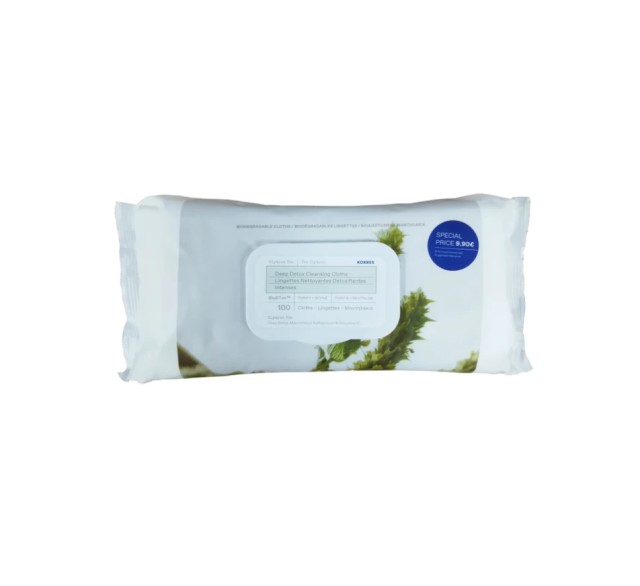 Korres Deep Detox Olympus Tea Cleansing Cloths 100τμχ