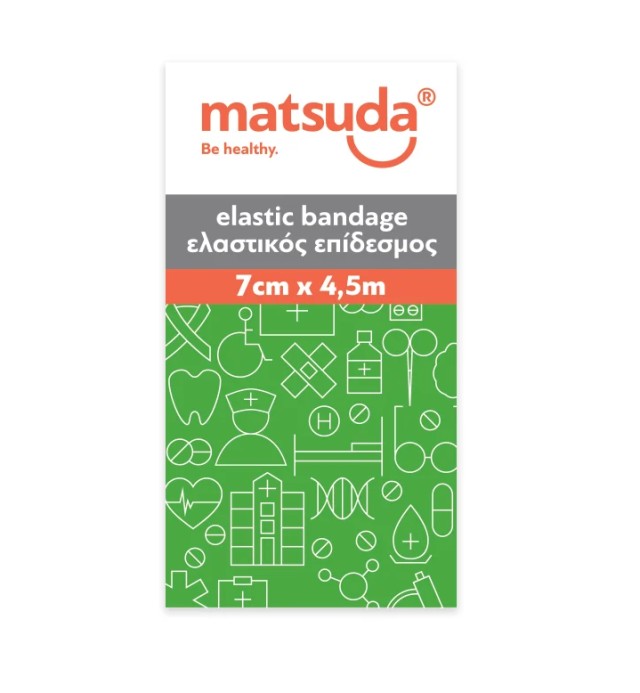 Matsuda Επίδεσμος Ελαστικός 7cmx4,5m με Άγκιστρα 1τμχ