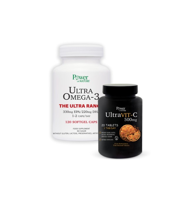 Power Health Set Ultra Omega-3 120softgel caps + Δώρο UltraVit-C 500mg 20tabs