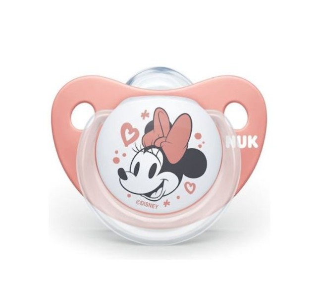 Nuk Trendline Mickey Πιπίλα Σιλικόνης με Θήκη Λευκό-Ρόζ 6-18m 1τμχ