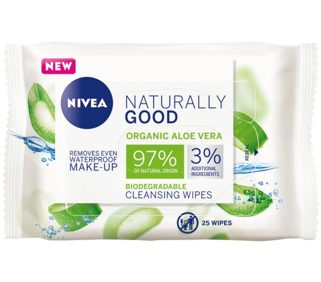 Nivea Naturally Good Organic Aloe Cleansing Wipes 25τμχ