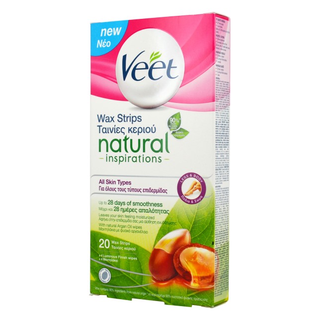 Veet Natural Inspirations Κρύο Κερί Όλους τους Τύπους Δέρματος 20τμχ