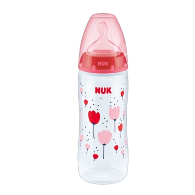 Nuk First Choice+ Μπιμπερό Με Θηλή Σιλικόνης XL Ρόζ Παπαρούνα 6-18m 360ml 1τμχ