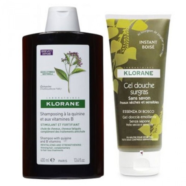 Klorane Shampooing a la Quinine et aux Vitamines B 400ml + ΔΩΡΟ Αφρόλουτρο Gel Douche Surgras 200ml