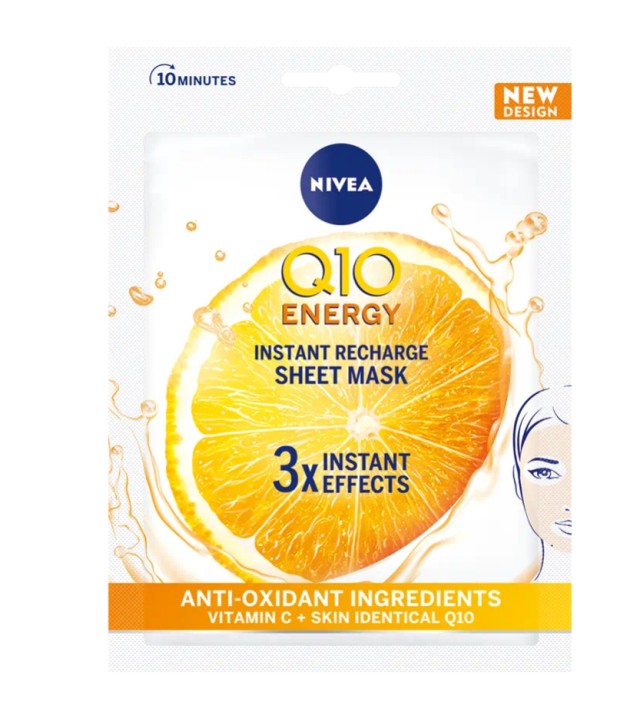 NIVEA Q10 ENERGY Υφασμάτινη Μάσκα Αναπλήρωσης Ενέργειας 1 τμχ NEO