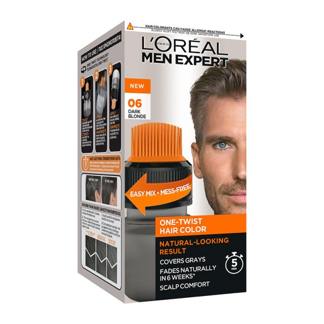 L'oreal Paris Men Expert One Twist Βαφή Μαλλιών 06 Ξανθό Σκούρο 1τμχ