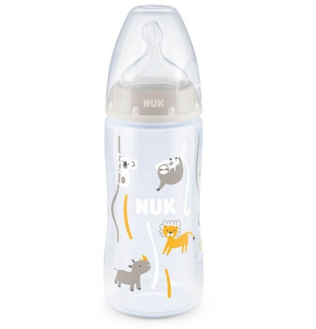 Nuk First Choice+ Μπιμπερό Με Θηλή Σιλικόνης M Γκρί 6-18m 300ml 1τμχ