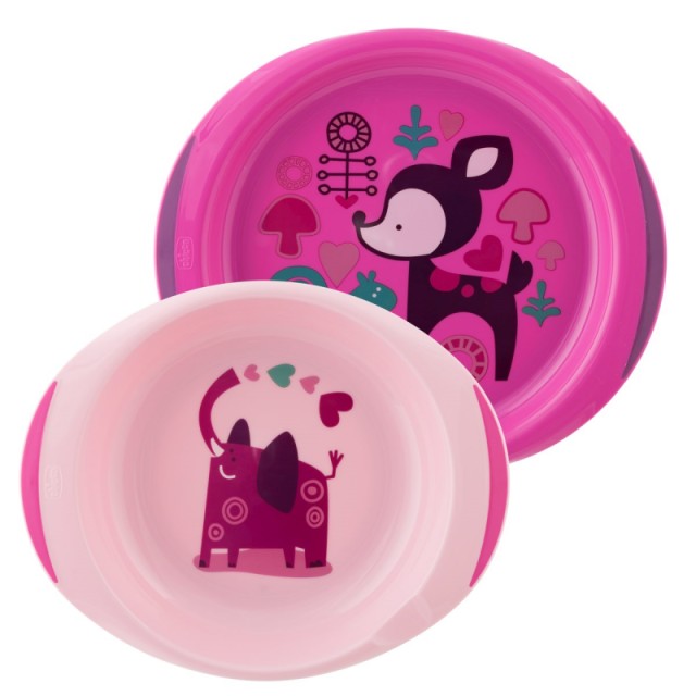 Chicco Baby's Dish Set 12m+ Ροζ 2τμχ