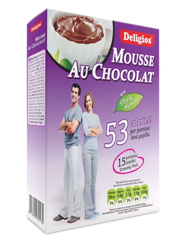 DELIGIOS έτοιμο μίγμα για Mousse Chocolate με Stevia 200g