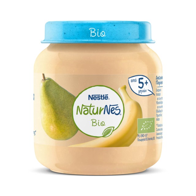 Nestle Naturnes Bio Βιολογική Παιδική Τροφή με Αχλάδι και Μπανάνα από 5 μηνών+ 125gr