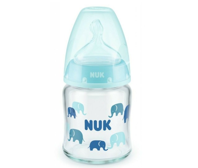 Nuk First+ Choice Plus Γυάλινο Μπιμπερό 0-6m με Θηλή Σιλικόνης Μ Σιέλ 0-6m 120ml 1τμχ