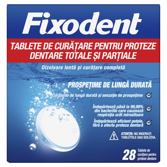 Fixodent Ταμπλέτες Καθαρισμού για Ολικές & Μερικές Τεχνητές Οδοντοστοιχίες 28tabs