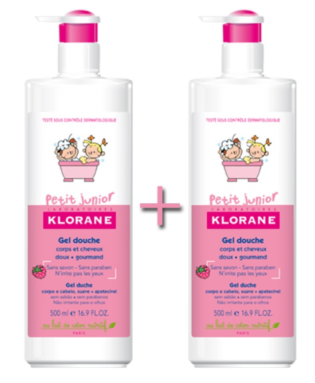 KLORANE PETIT JUNIOR GEL DOUCHE FRAMBOISE 500ml + 500ml