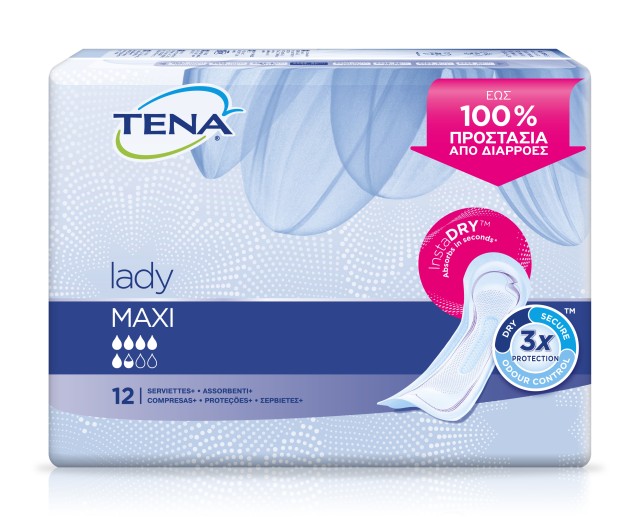 Tena Lady Maxi InstaDry Σερβιέτες 12τμχ