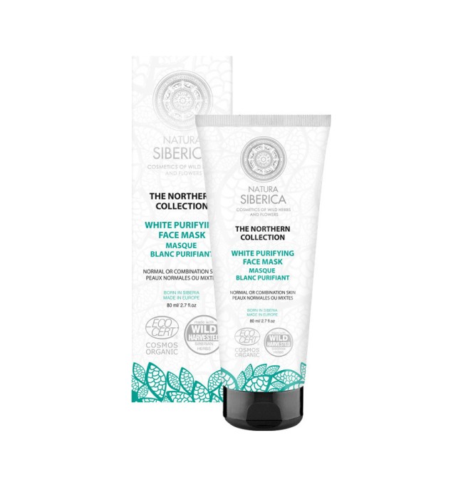 Natura Siberica Northern Collection White Purifying Face Mask Λευκή Mάσκα Kαθαρισμού Προσώπου 80ml