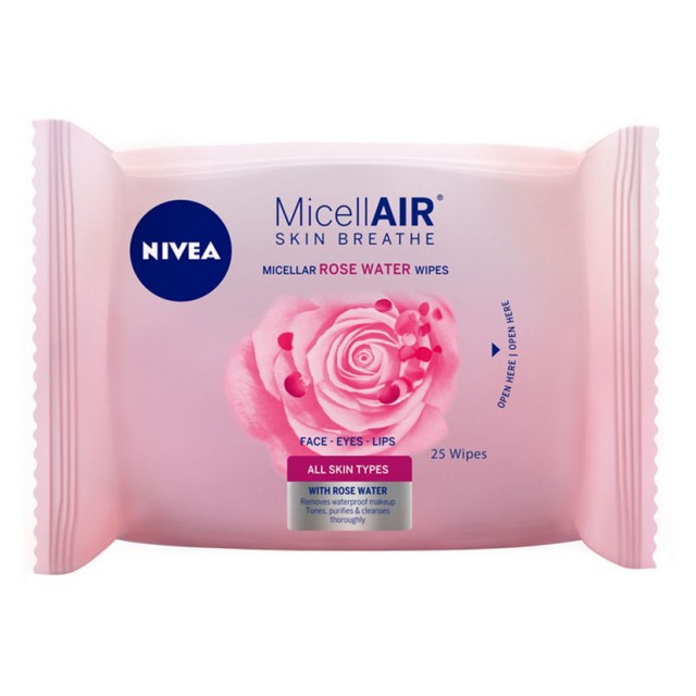 NIVEA Micellair Μαντηλάκια Καθαρισμού με Ροδόνερο 25τμχ